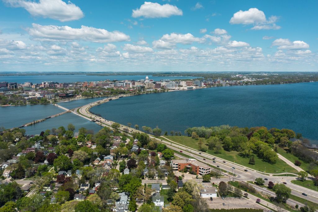 View over Lake Ripley in Cambridge, Wisconsin from Destination Madison website
