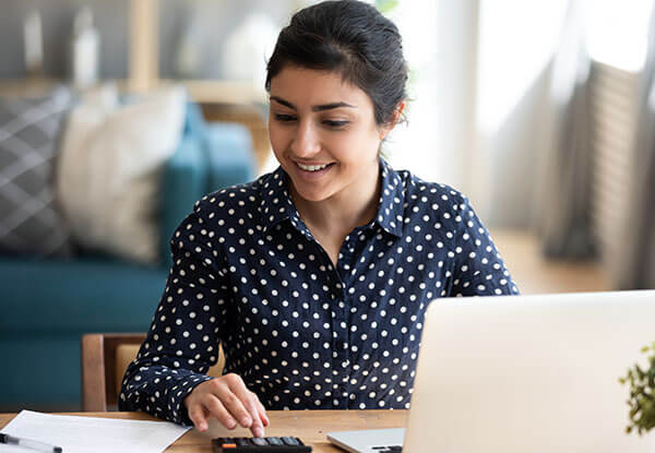 woman banking on laptop